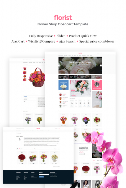 "Flower Shop" OpenCart templater Responsive design