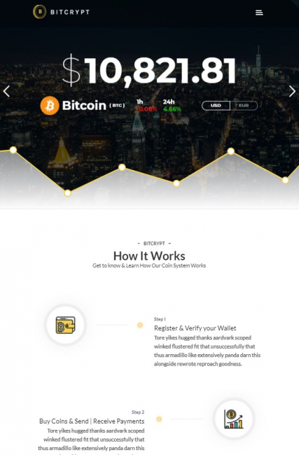 "Bitcoin and Cryptocurrency" WordPress theme