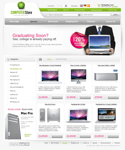 Computers store web template