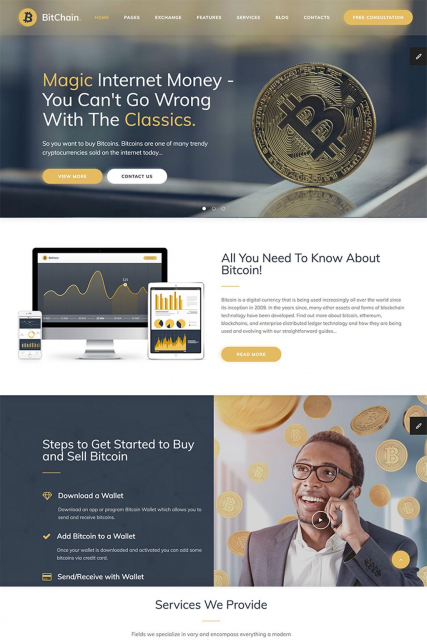 "Crypto Currency Exchange and Mining" website HTML template
