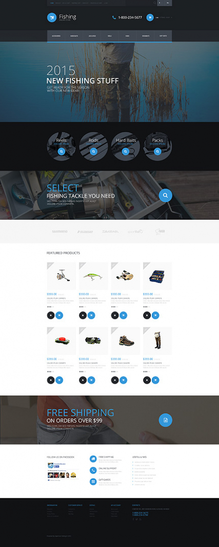 "Fishing Equipment Store" OpenCart template