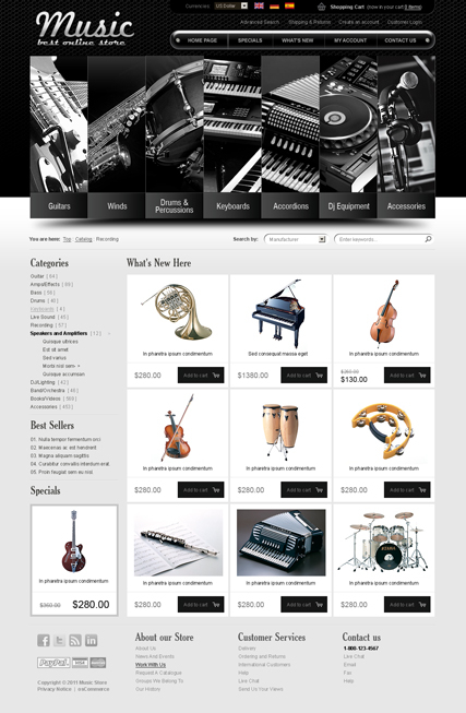 Music instrument v2.3 web template