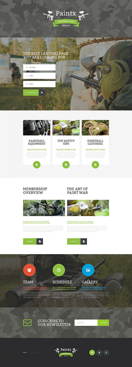 Paintball Responsive Landing Page Template