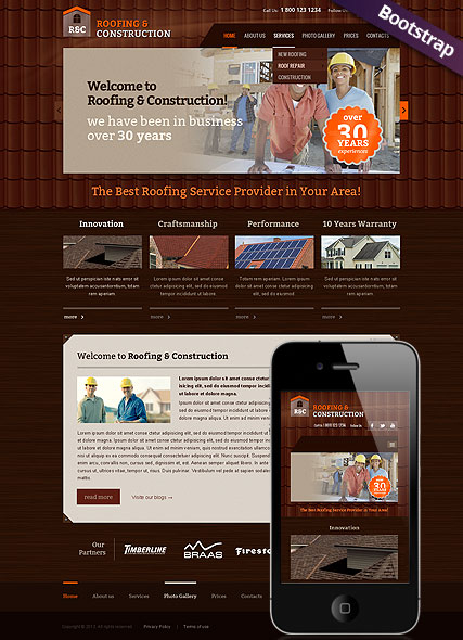 Roofing and construction web template