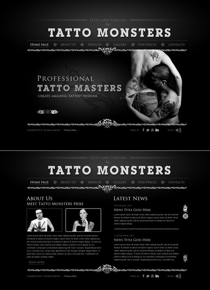 Tatto and piercing web template