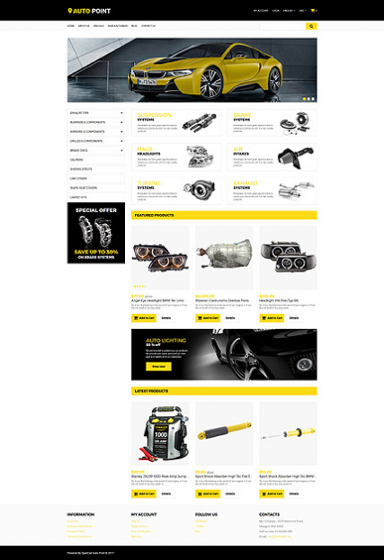"Auto Parts" online store OpenCart template