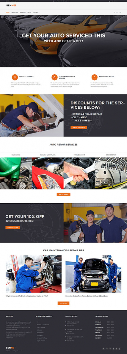 Bennet - Car repair service WordPress Theme