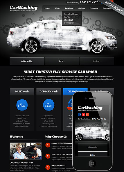 Car washing web template