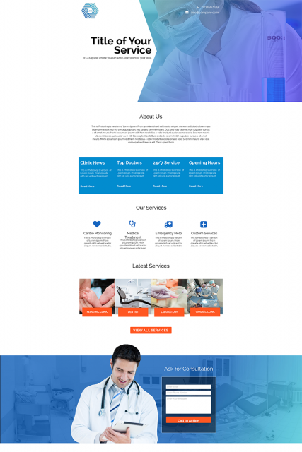 "Clinic and Hospital" medical Adobe Muse Template