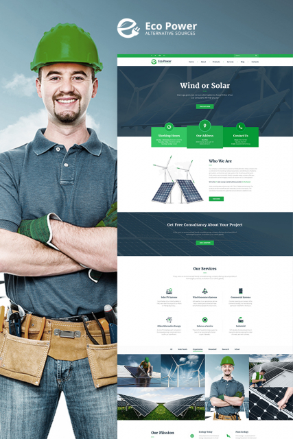 EcoPower - Alternative Power & Solar Energy WordPress Theme
