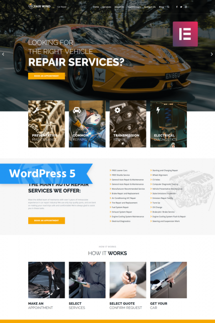 "Car Repair" Modern Elementor WordPress Theme
