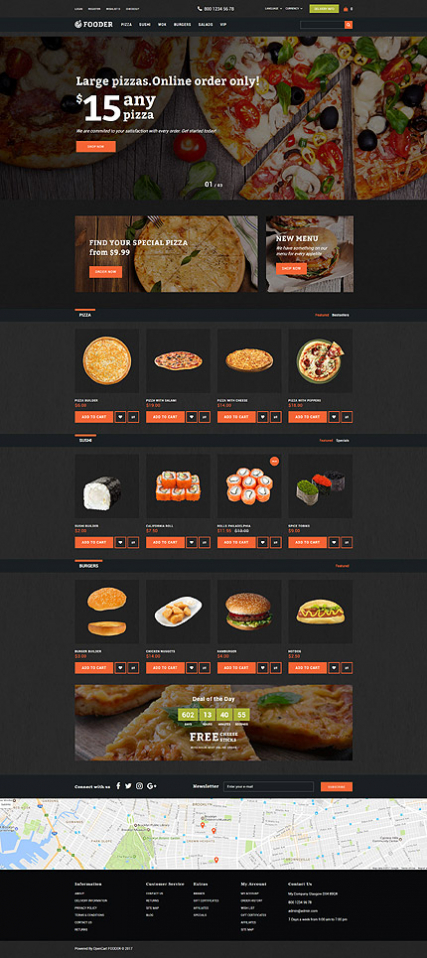 Fooder - Pizza Restaurant With Online Ordering System OpenCart Template