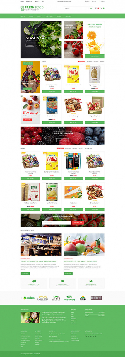Fresh Food - Healthy & Organic Food Store OpenCart Template