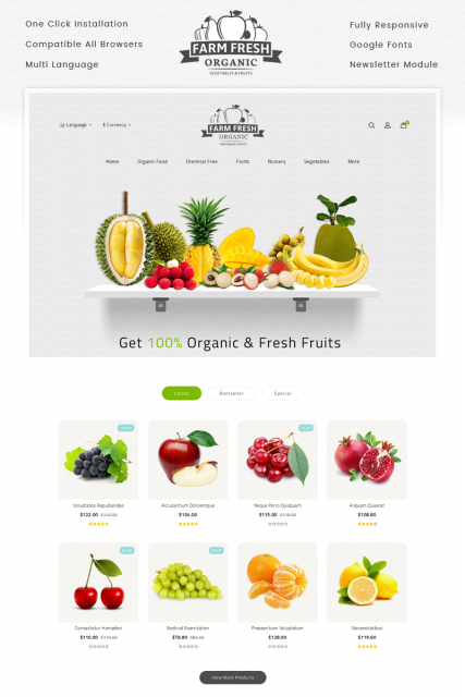 Fresh Organic Store OpenCart Template