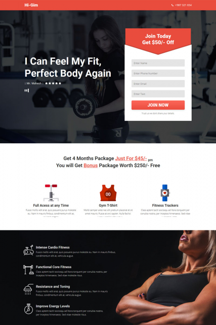 "Gym" Landing Page Muse Template