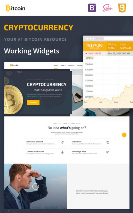 "Bitcoin Cryptocurrency" responsive site template