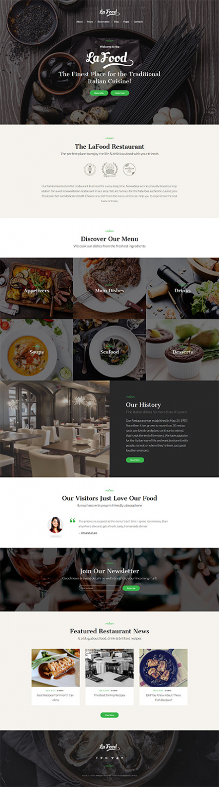 La Food - Italian Restaurant Responsive WordPress Theme