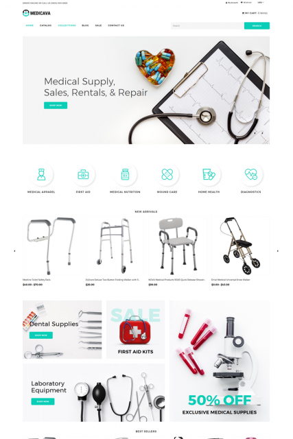 Medicava - Medical Equipment Multipage Clean Shopify Theme