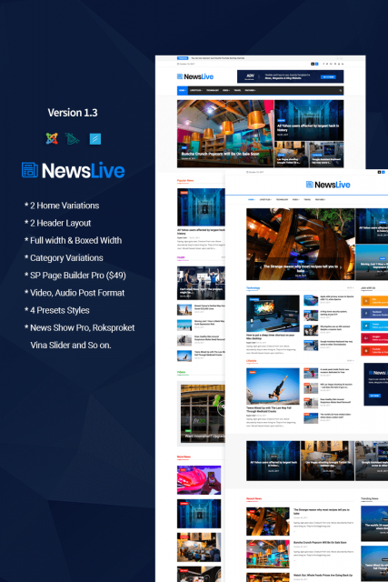 "Newslive" News Magazine Joomla Template