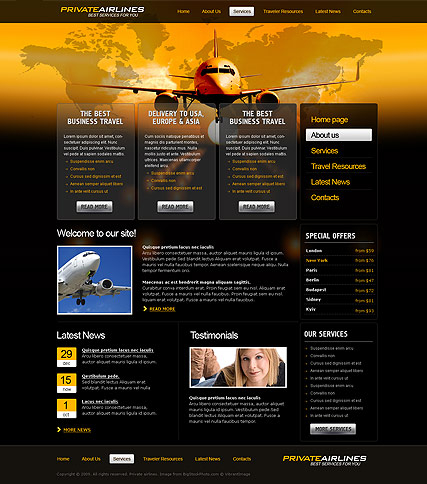 Private Airline web template