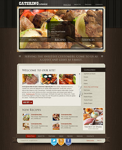 Recipes and catering web template