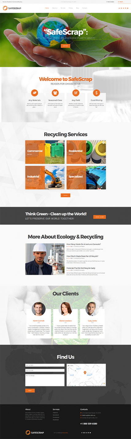 Recycling Services Environmental WordPress Theme