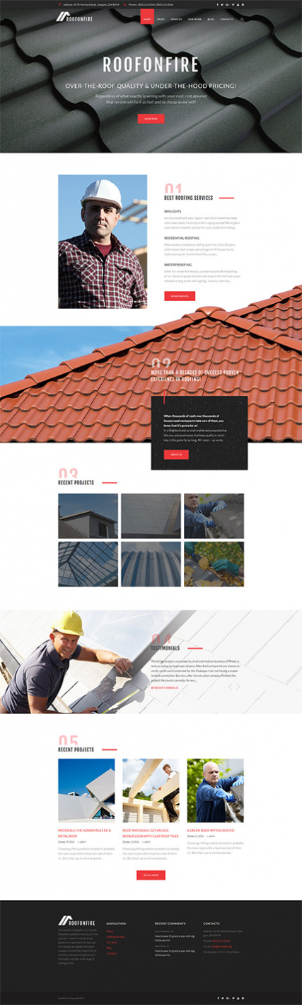 RoofOnFire - Roofing Company Responsive WordPress Theme