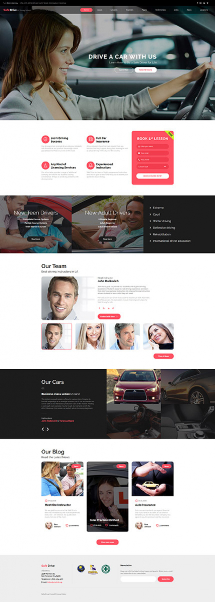 Safe Drive - Traffic School & Driving Lessons Website Template