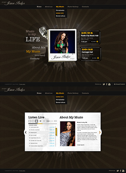 Singer Music web template