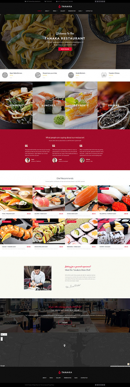 Tanaka - Japanese Restaurant WordPress Theme