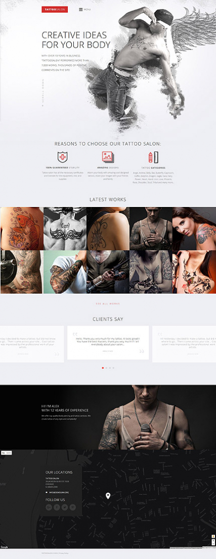 Tattoo Salon Responsive Website Template