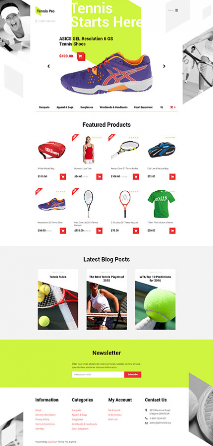 Tennis Pro OpenCart Template