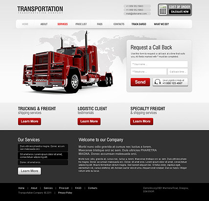 Transportation web template