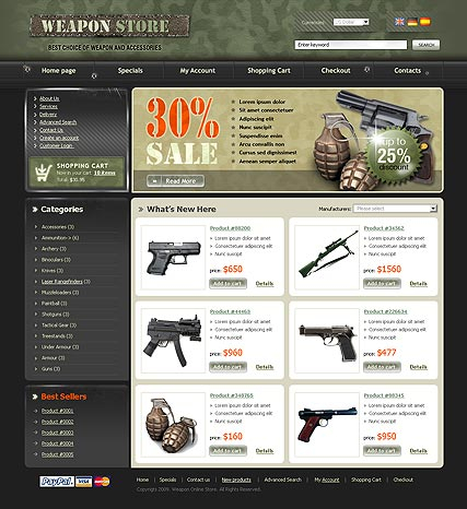 Weapon Store web template