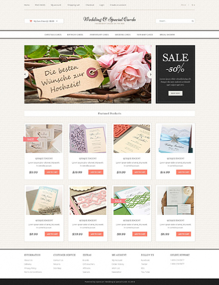Wedding Cards Store OpenCart Template